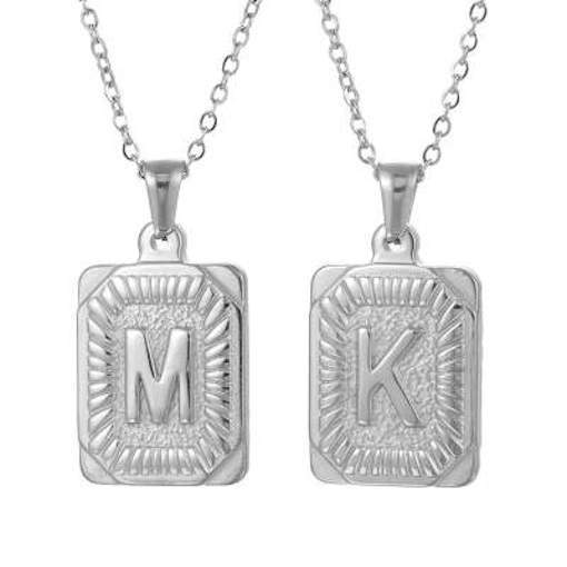 18″ Silver Stainless Steel Initial Letter Pendant Necklace Men Women