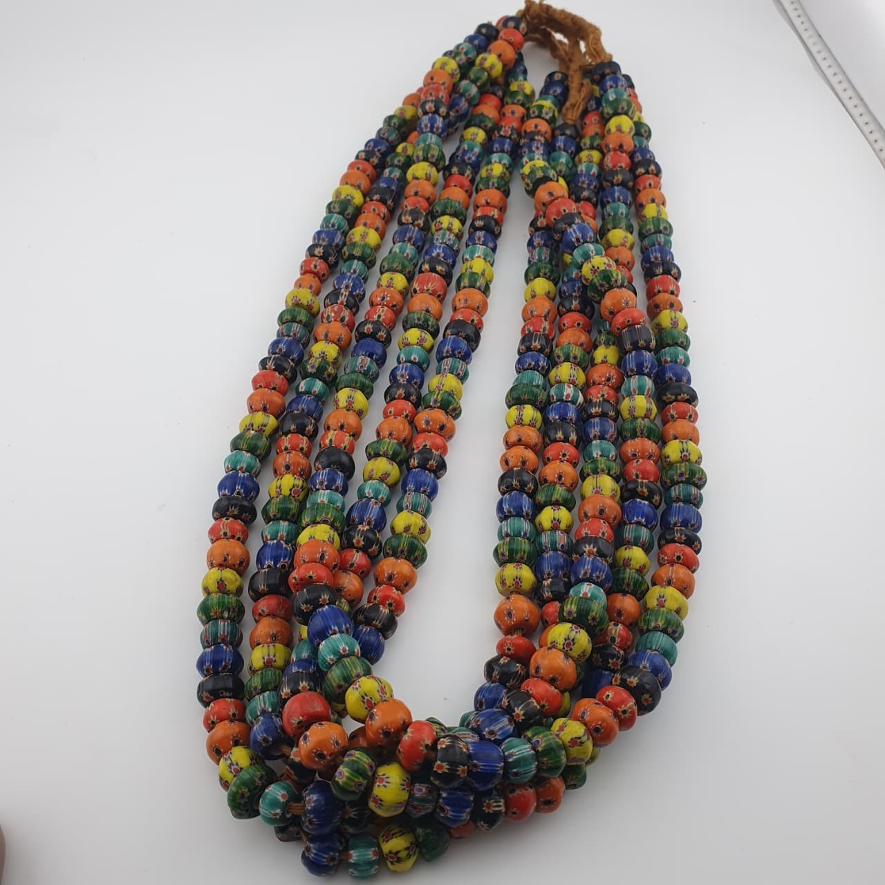 Vintage Venetian Style Multicolor Chevron Beaded Strands 22in | 9.1–11.2mm