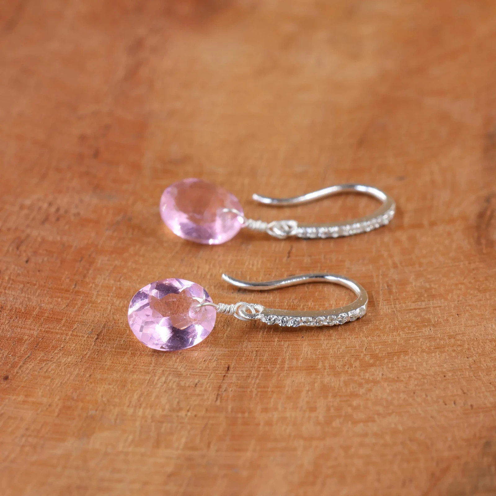 925 Silver Pink Morganite Earrings, Elegant Drop Earrings, Everyday Jewelry