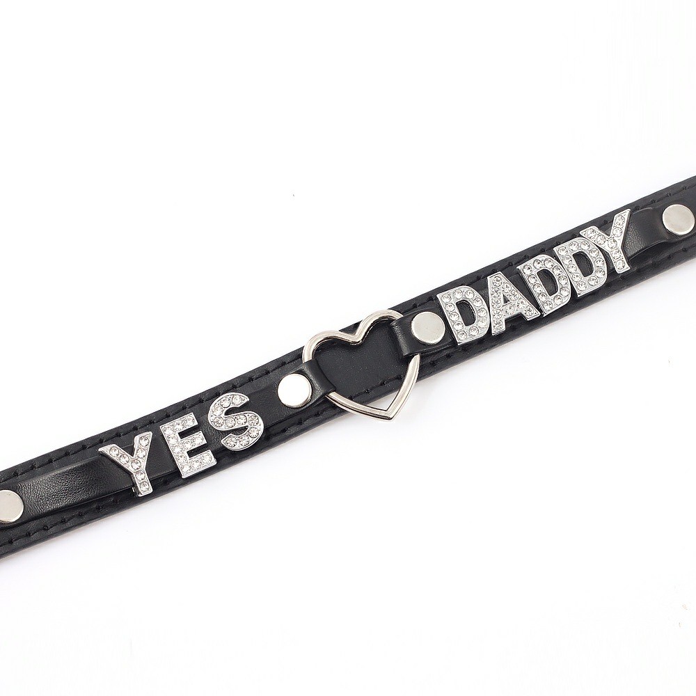 SEX WIFE Choker DIY BDSM Gift Necklace Heart Custom Collar Chain Metal Leash W4