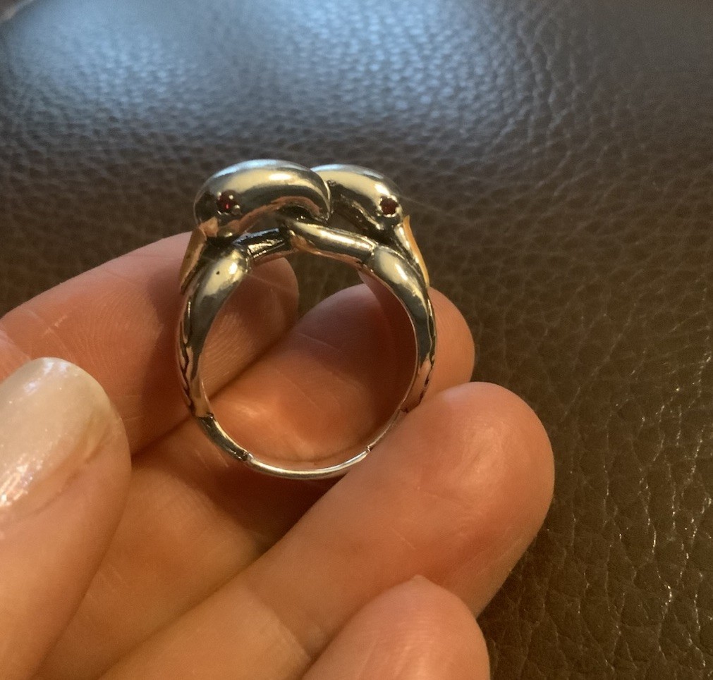 Silver Swan Ring Bird Love Boho VTG CZ Sz 8 Artisanal Museum Art Animal Retro