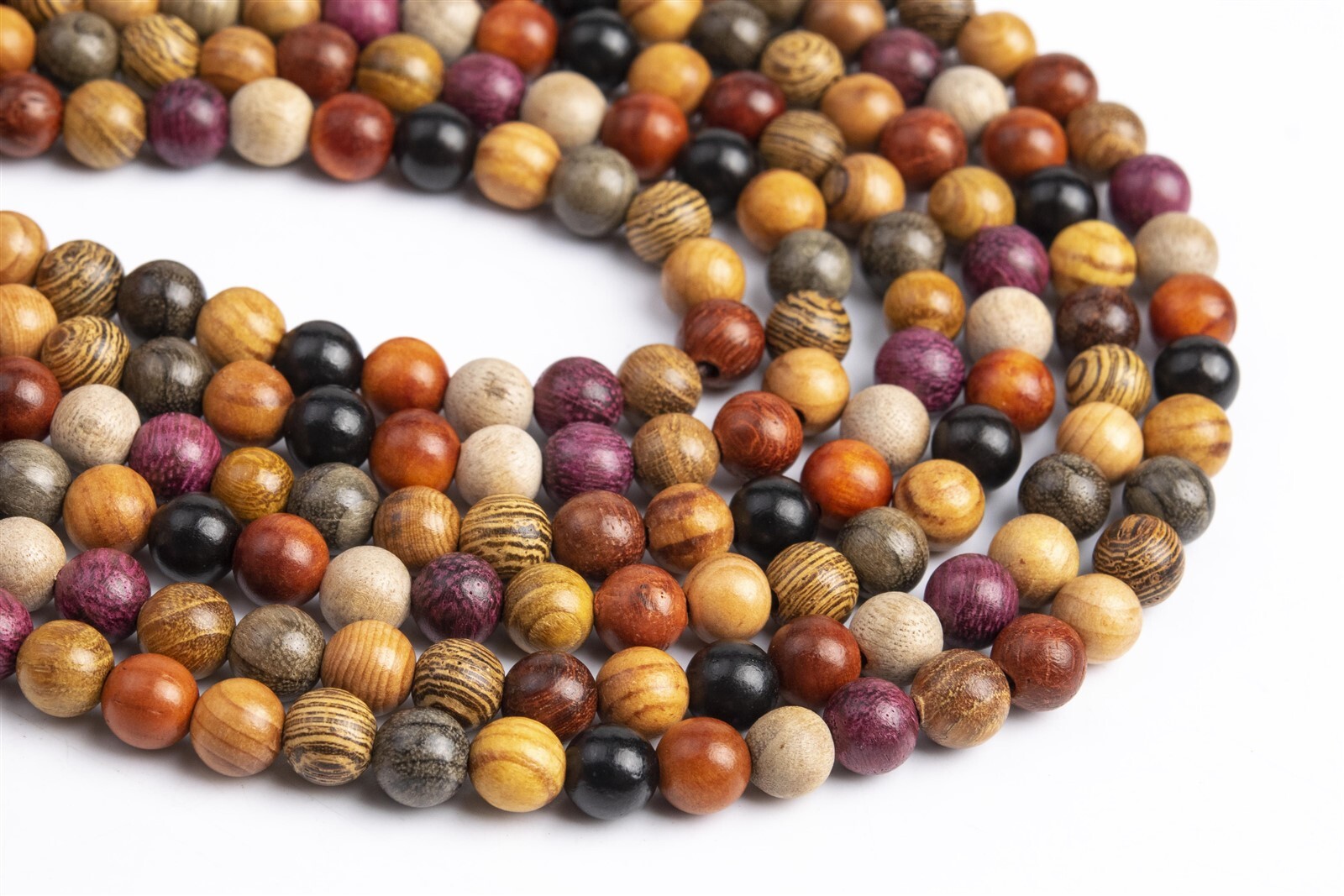 6MM 108 Pcs Mix Wood Mala Beads Natural Wood Multicolor Round Beads 26″