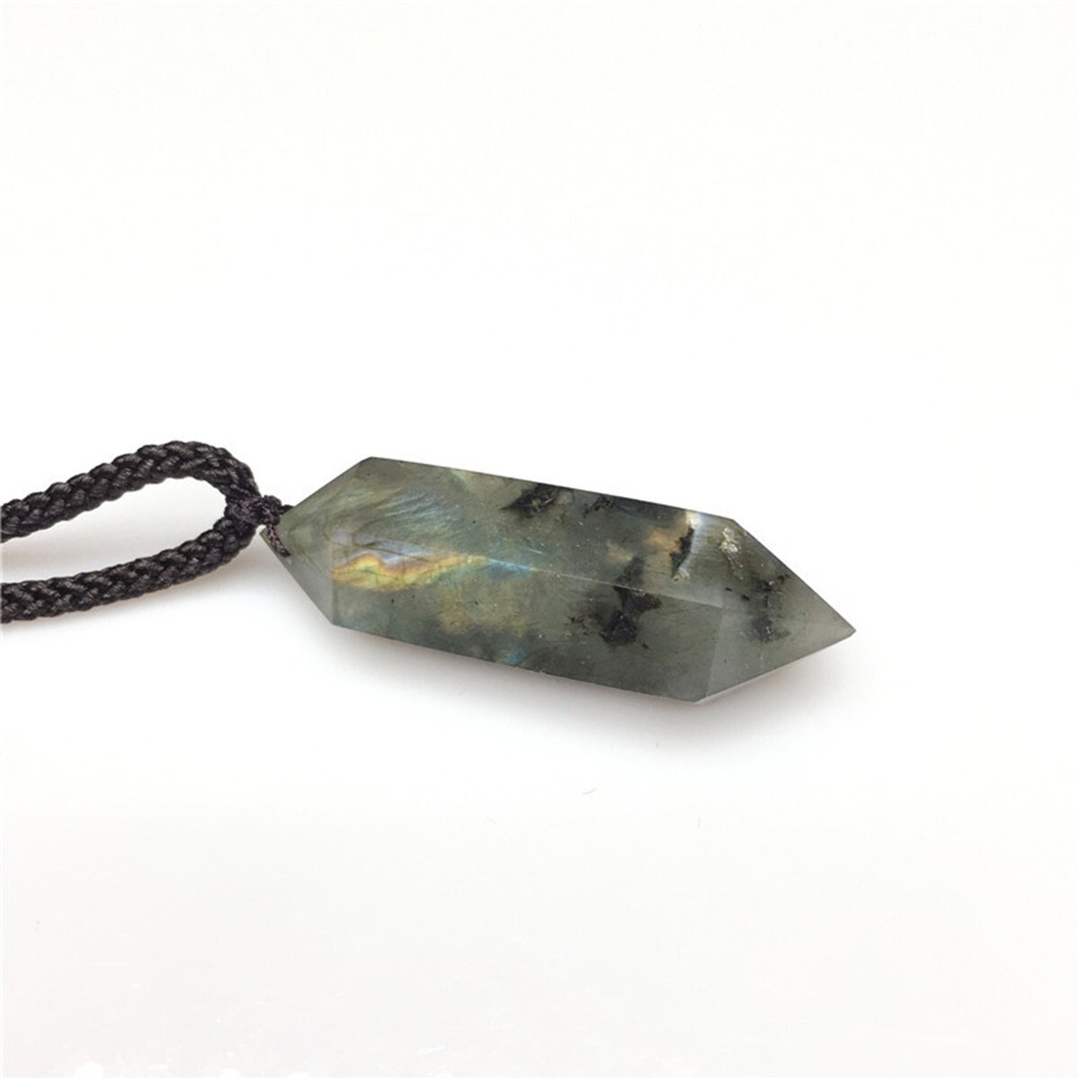 High Flash Labradorite Double Point Pendant Necklace Healing Crystal Gifts