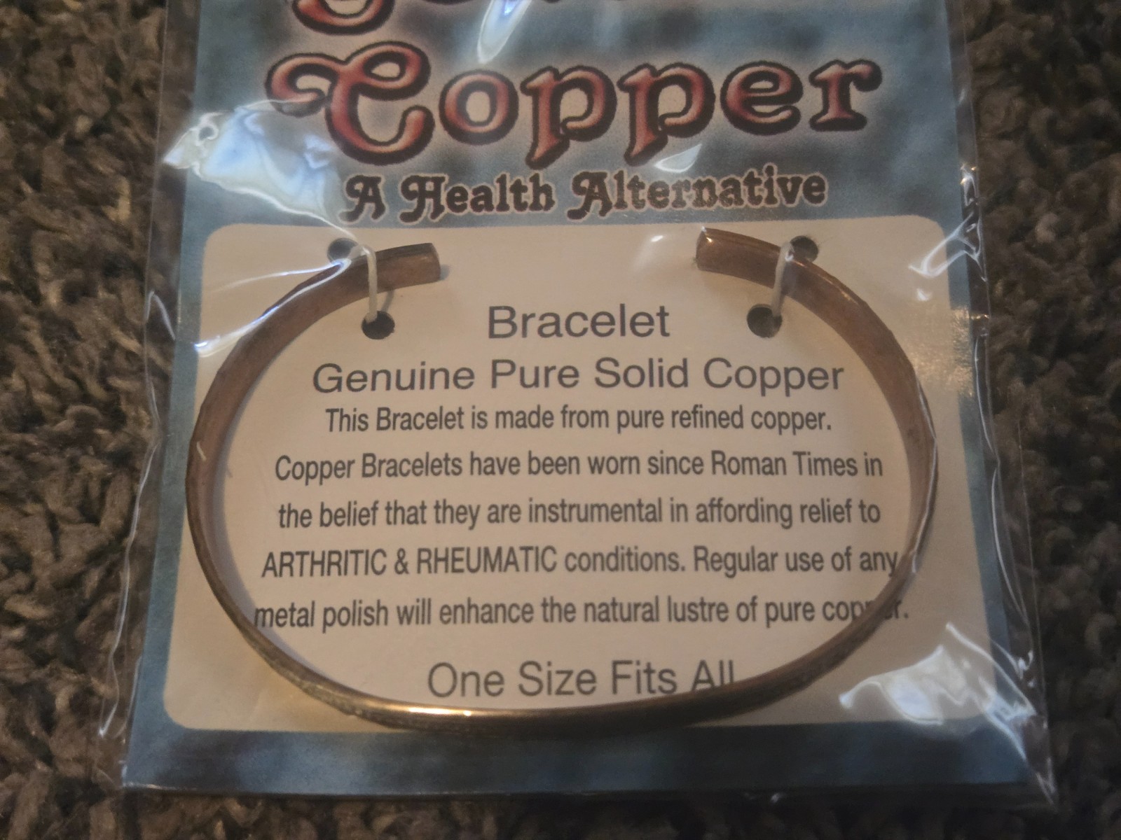 Vintage Genuine Pure Solid Copper Bracelet Cuff Health Alternative Arthritis