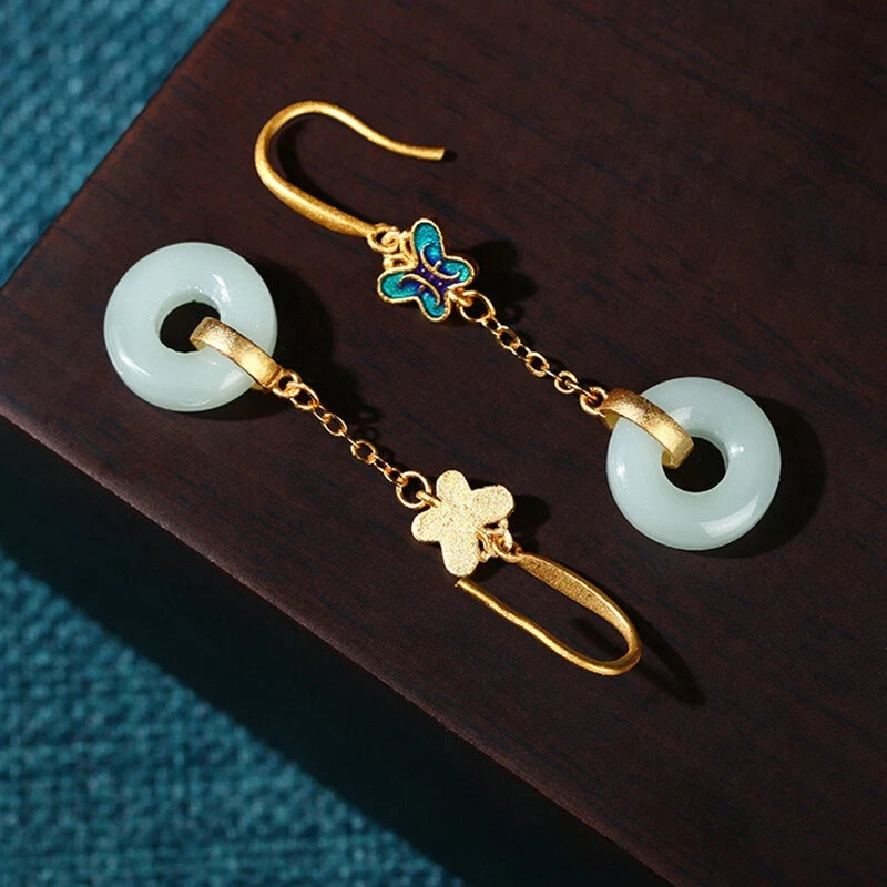 Enamel Ethnic Chinese Vintage Dangle Drop Hook Earring For Women Earring Jewelry