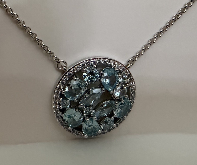 Bomb Party March 2024 Aquamarine Rhodium Necklace “Scatter Me With Gems” RBP7289