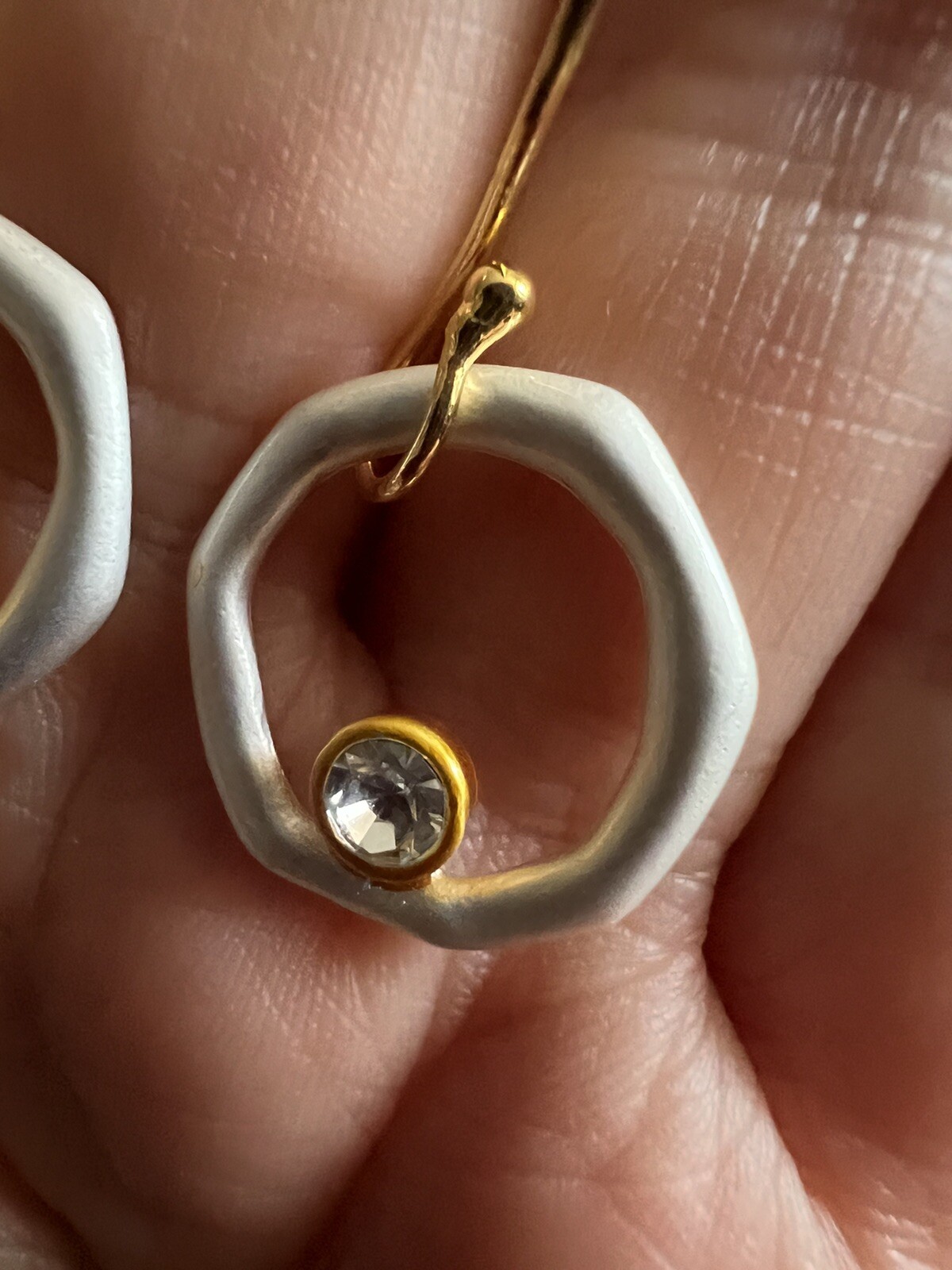 Anthropologie Circle Earrings VTG Boho Gold Silver Dangle Hollow CZ Orbit Drop