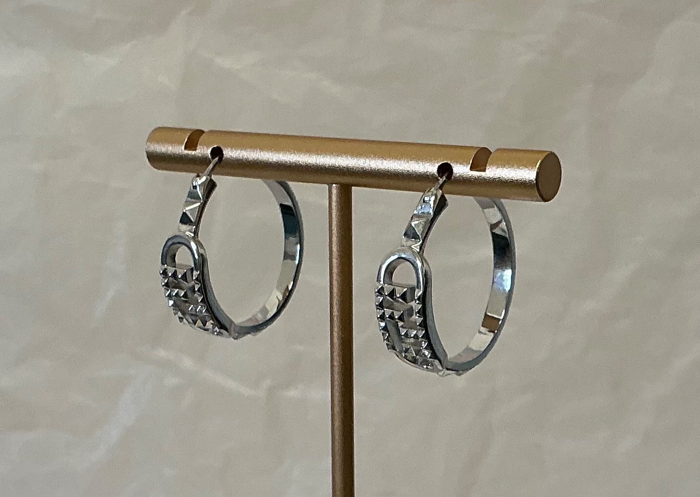 Fendi Silver Tone Hoop Earrings FF Logo #. 542