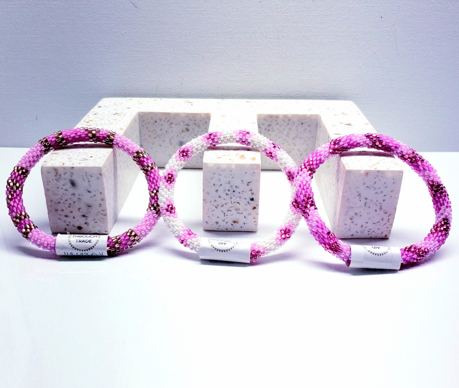 ORCHID -Original Roll-On® Bracelet-Set of 3 bracelets, 7″ round, Nepal,#4 (3Pcs)