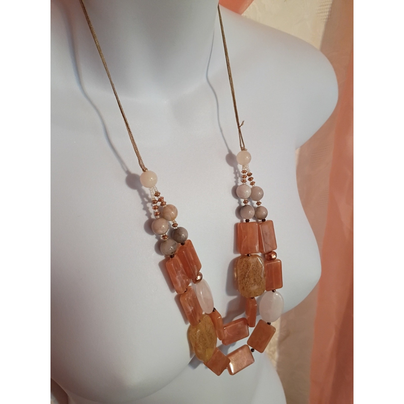J.Jill Rose Quartz Multi-Strand Adjustable Necklace