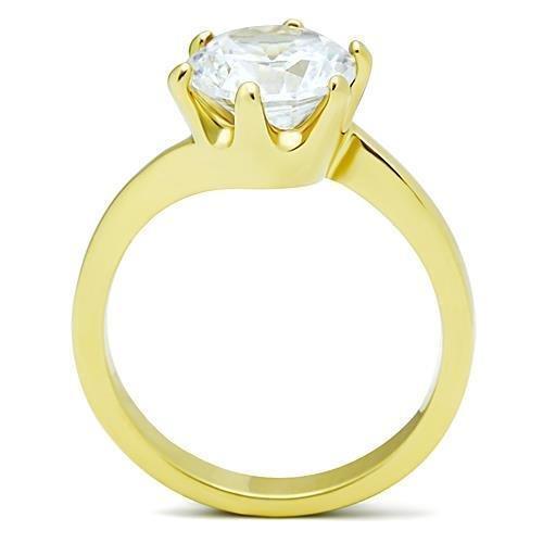14k Yellow Gold Plated 8.5mm CZ Solitaire Engagement Ring