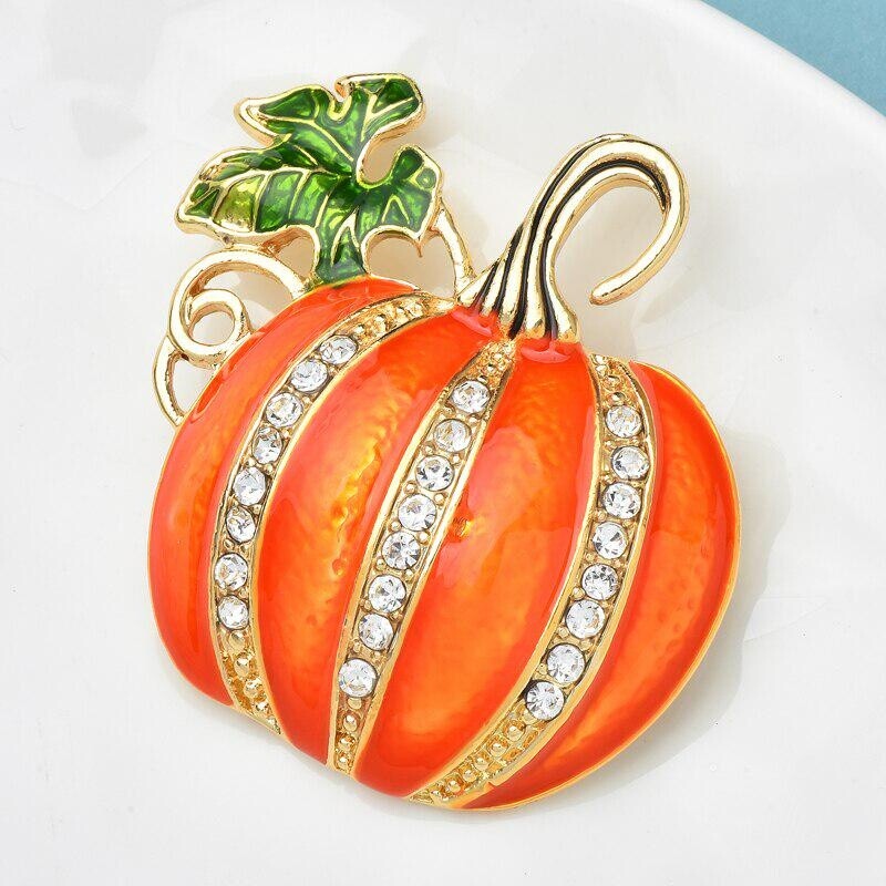 1pcs Enamel Pumpkin Brooches for Women Rhinestone Halloween Brooch Pin Gifts