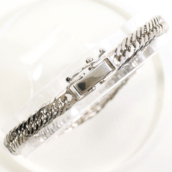 18K White gold Bracelet 18cm Curb Chain 8side triple 10.0g Free shipping Used