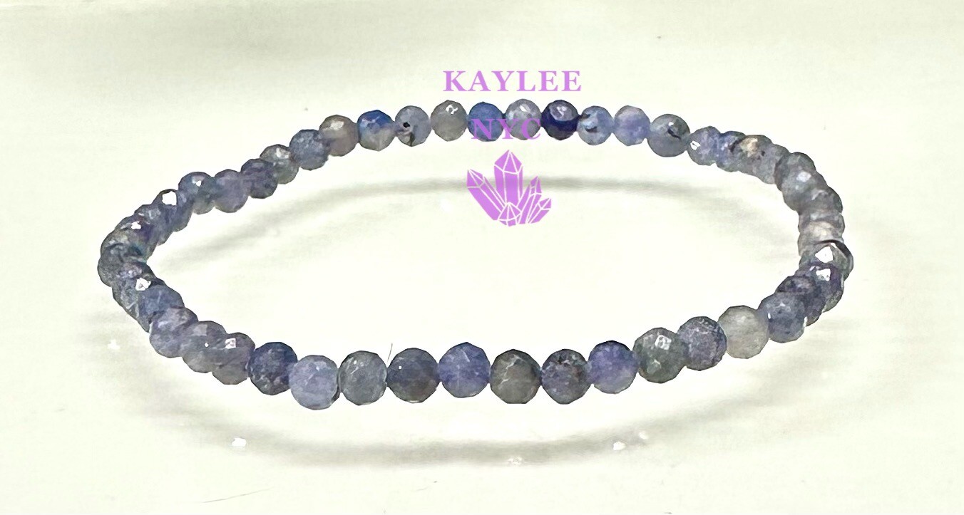 Wholesale 6 Pcs Natural Tanzanite 4.5mm Faceted 7.5” Stretch Bracelet