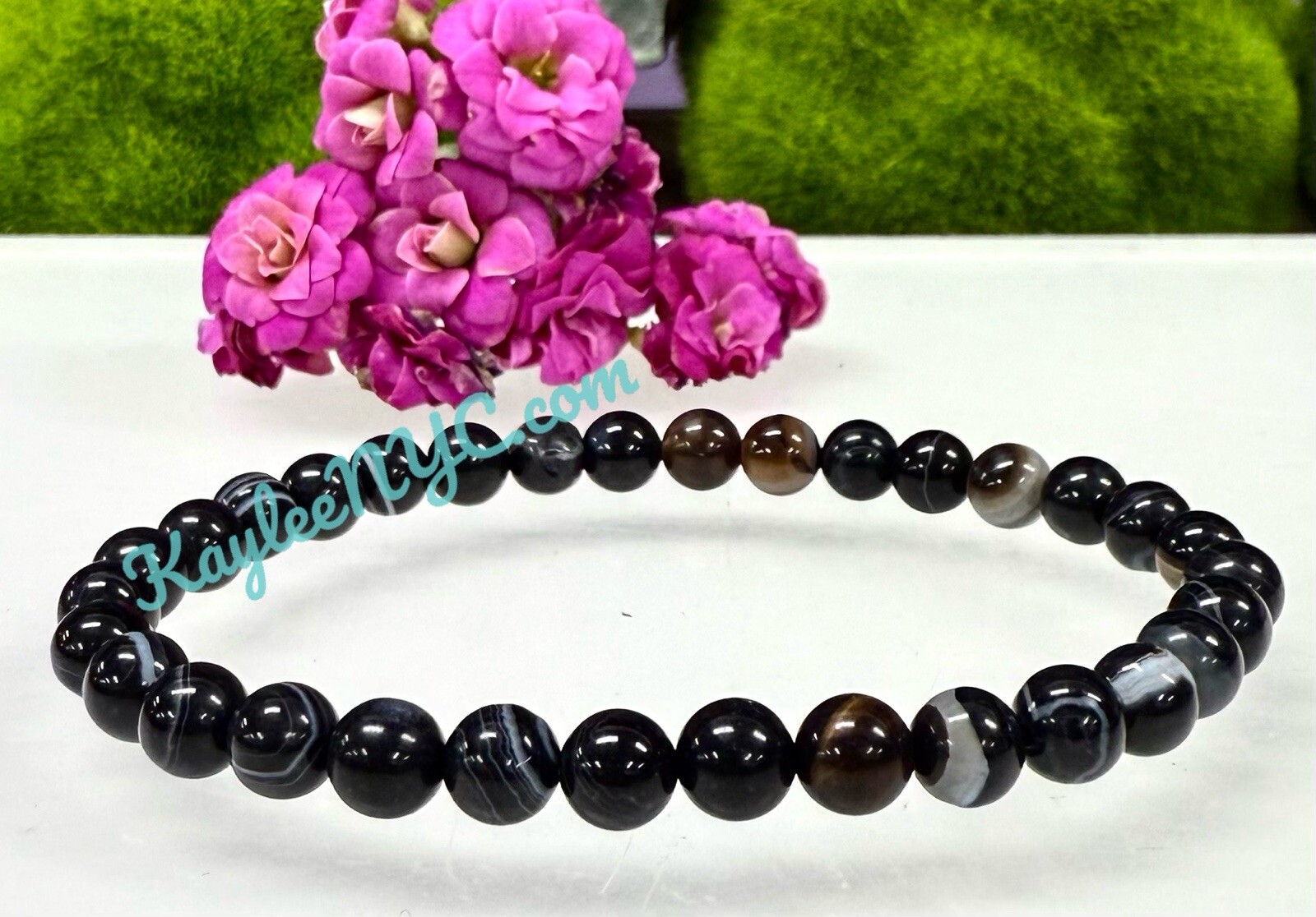 Wholesale Lot 6 Pcs Onyx 6mm 7.5” Crystal Healing Stretch Bracelet