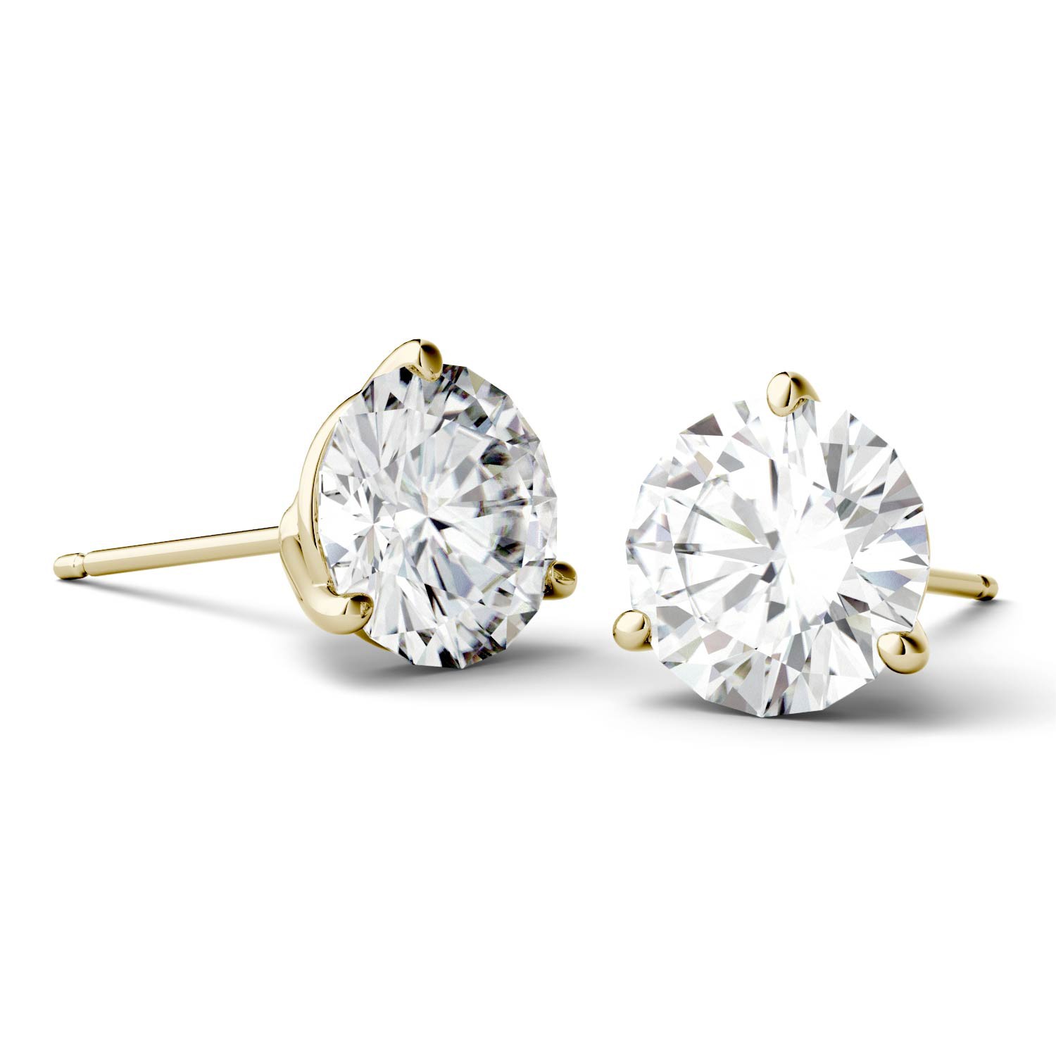 3 CTW DEW Round Moissanite Martini Stud Earrings in 14K Yellow Gold