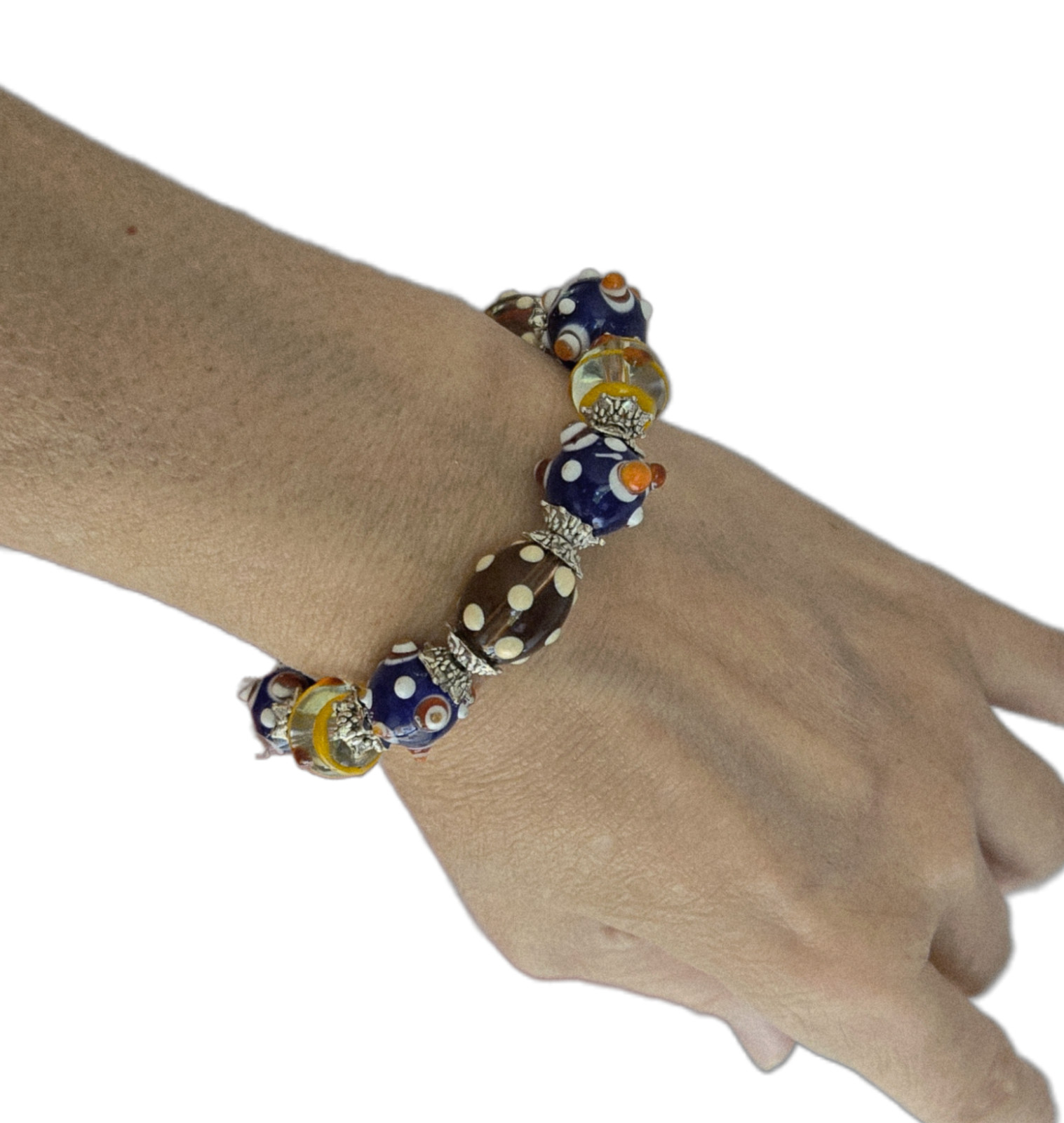 Wholesale Bracelets Lot of 12 Blue Silver tone Beaded Toggle Bracelet no stretch