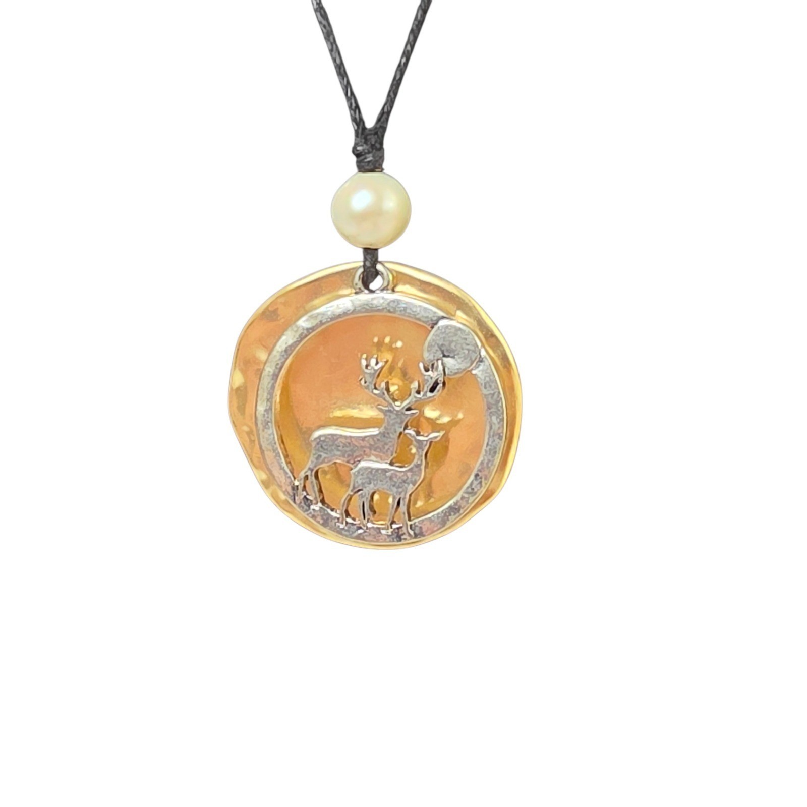 J Jill Winter Holiday Necklace Earring Set Reversible Reindeer Pine Tree NWT