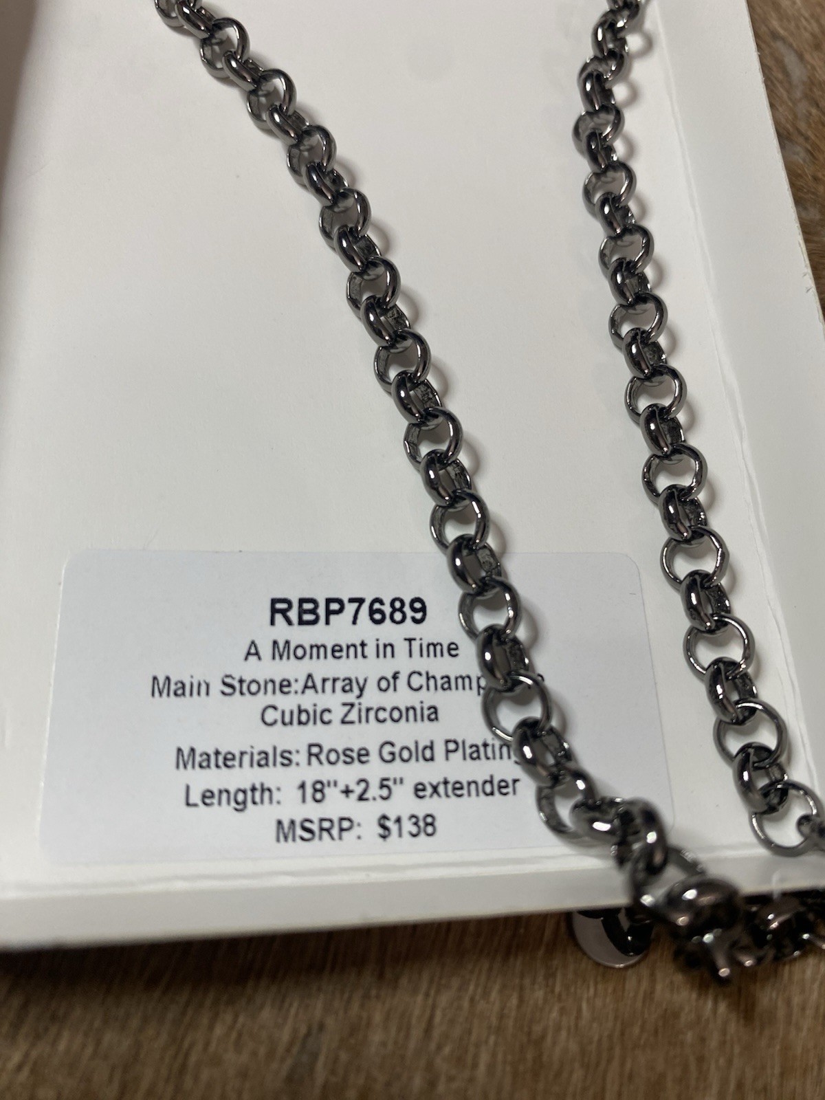 Beautiful Necklace Hematite-plated chain and red cubic zirconia stone Retail 138