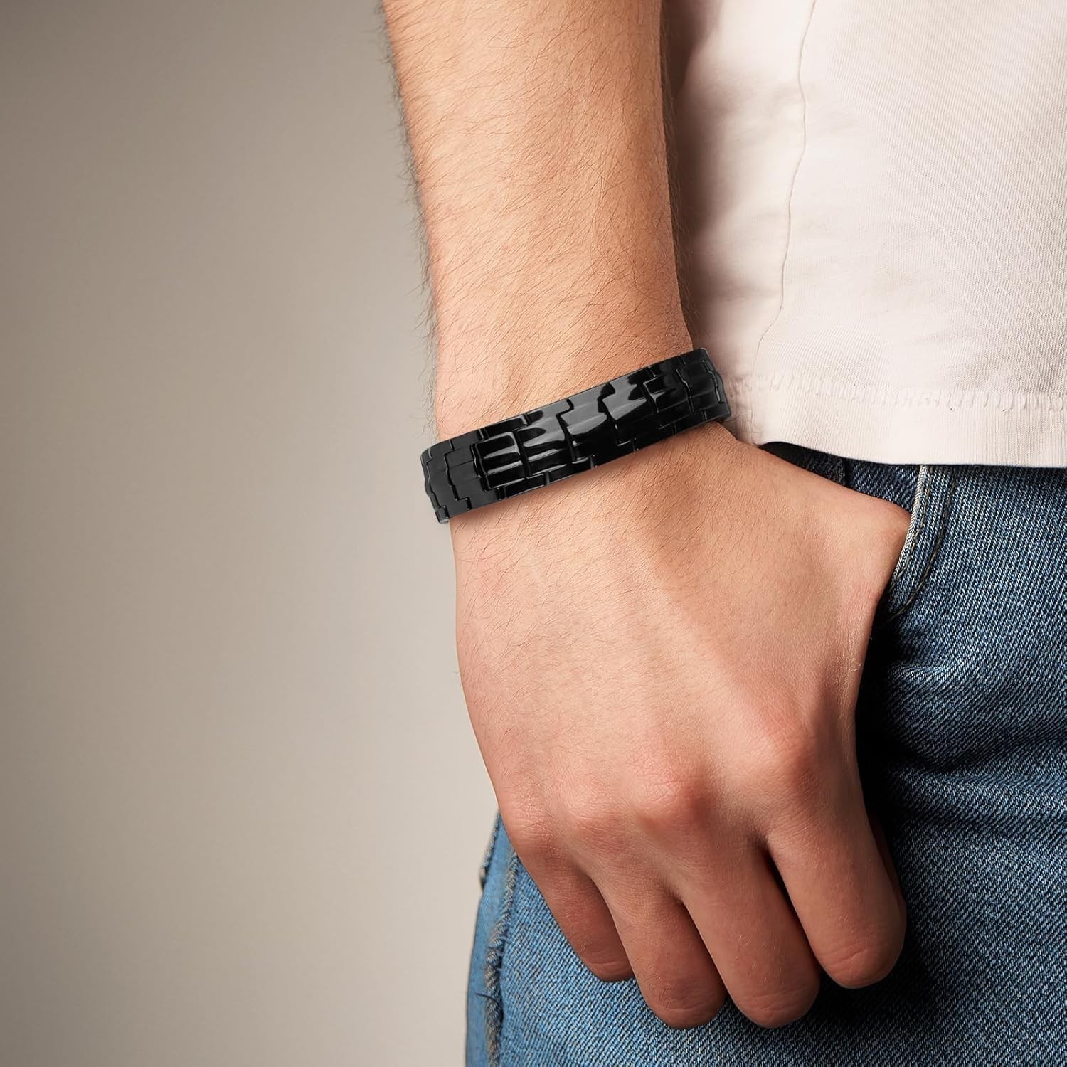 Mens Copper Magnetic Bracelets, 99.9% Pure Copper Bracelet with Double-Row St…