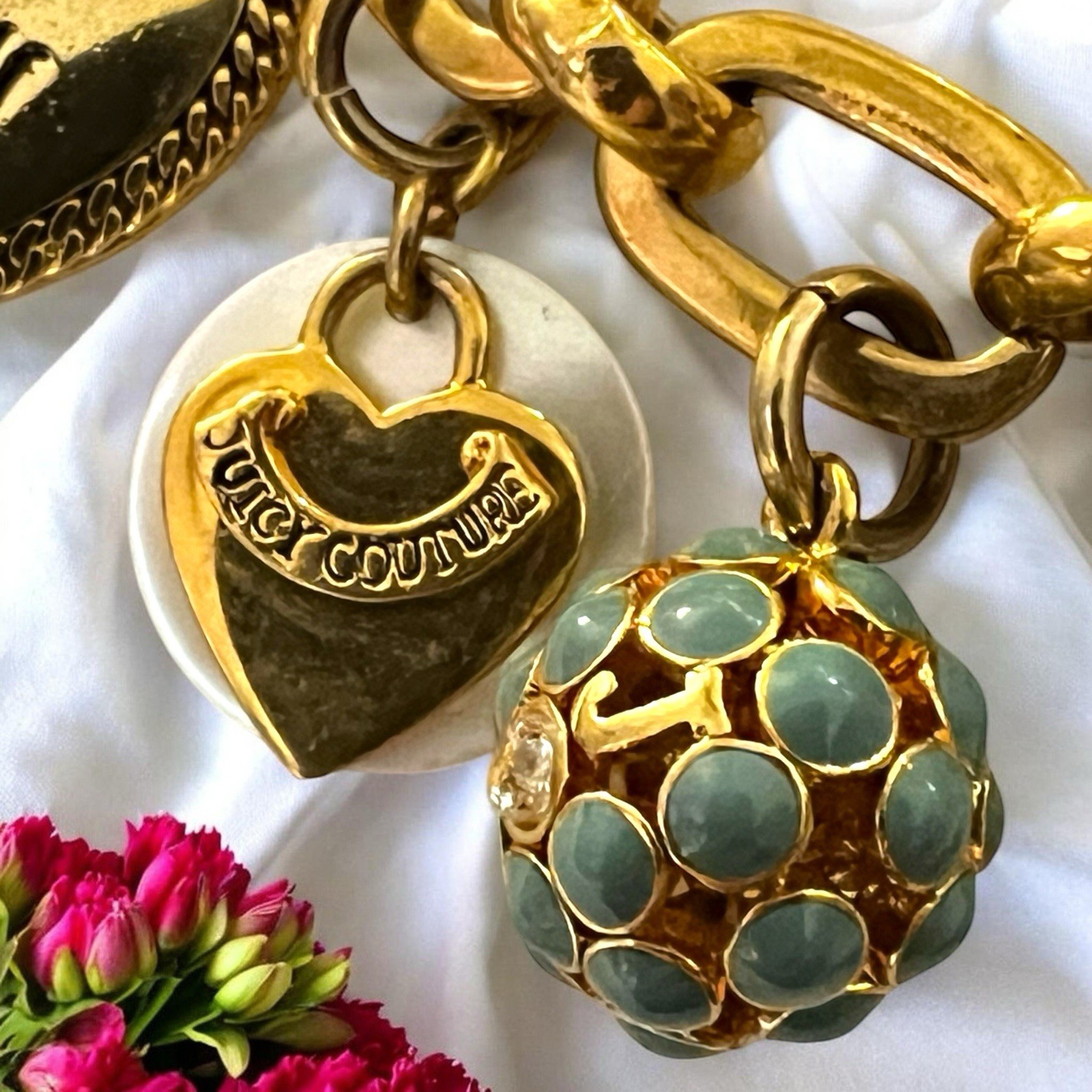 Vintage JUICY COUTURE Gold-Tone Assorted Iconic Rare Charm 7.5” Bracelet 13.1g