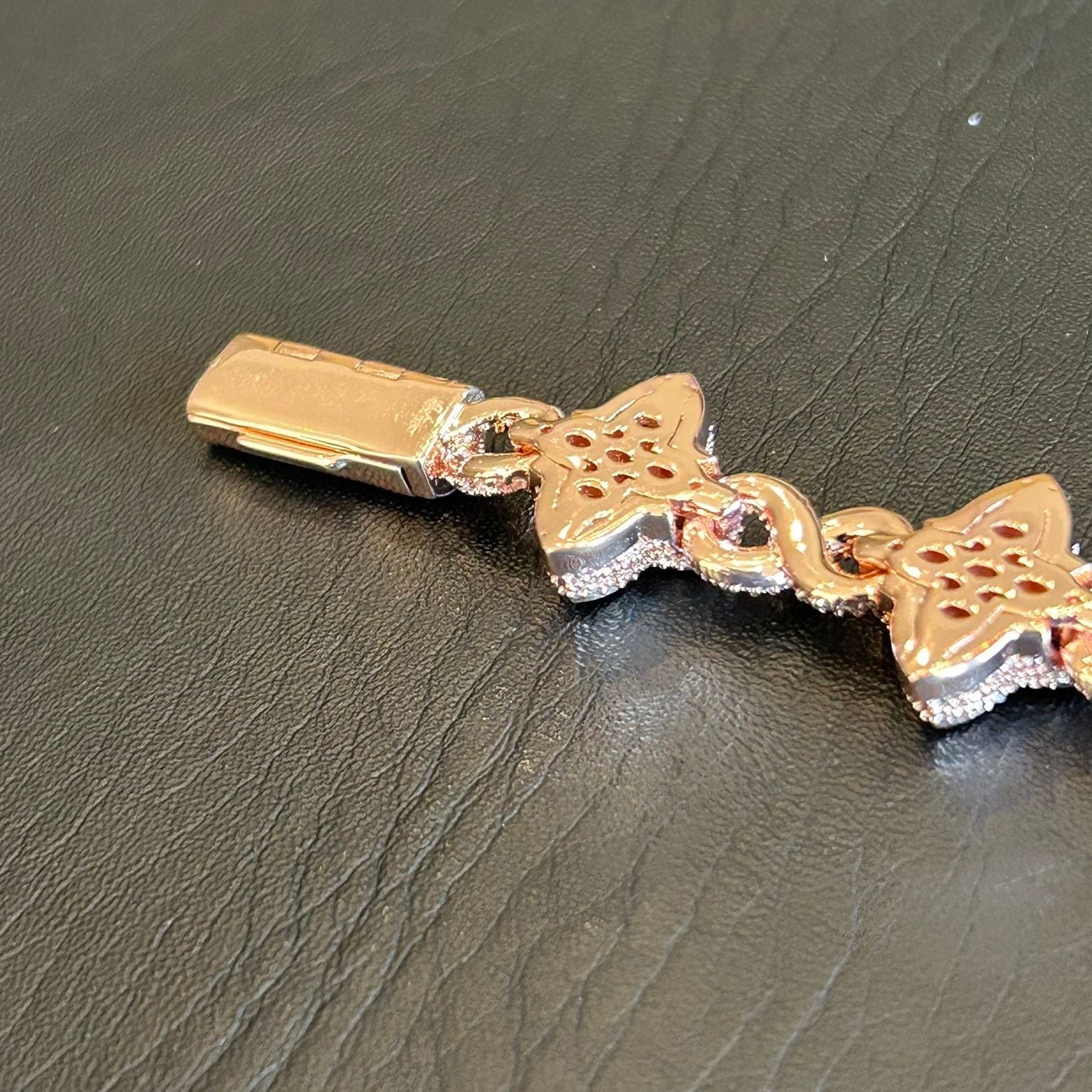 Brand New Rose Gold Clover Bracelet 7 Inch VVS1 Moissanite