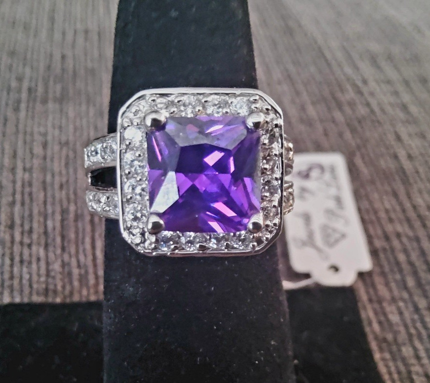 Park Lane HOSTESS TANZANITE PURPLE RING – Sparkling PURPLE CZ w/CLEAR – SZ 8