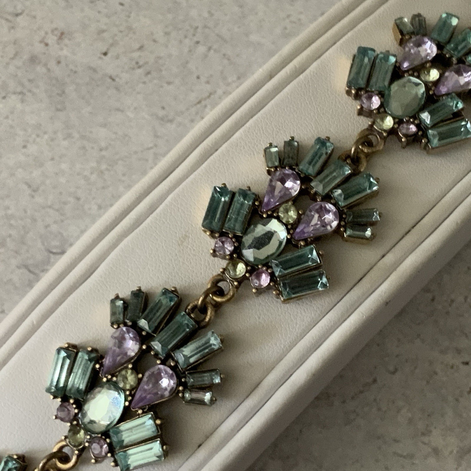 Jewelmint Blue Rhinestone Bracelet Gold Tone Statement Link Bracelet 7 Inch