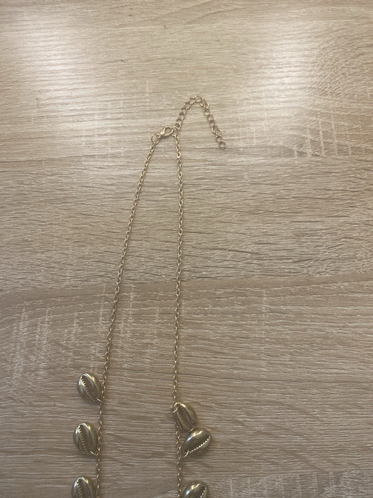 Gold Tone Cowrie Sea Shell Charm Cable Chain Beach Necklace