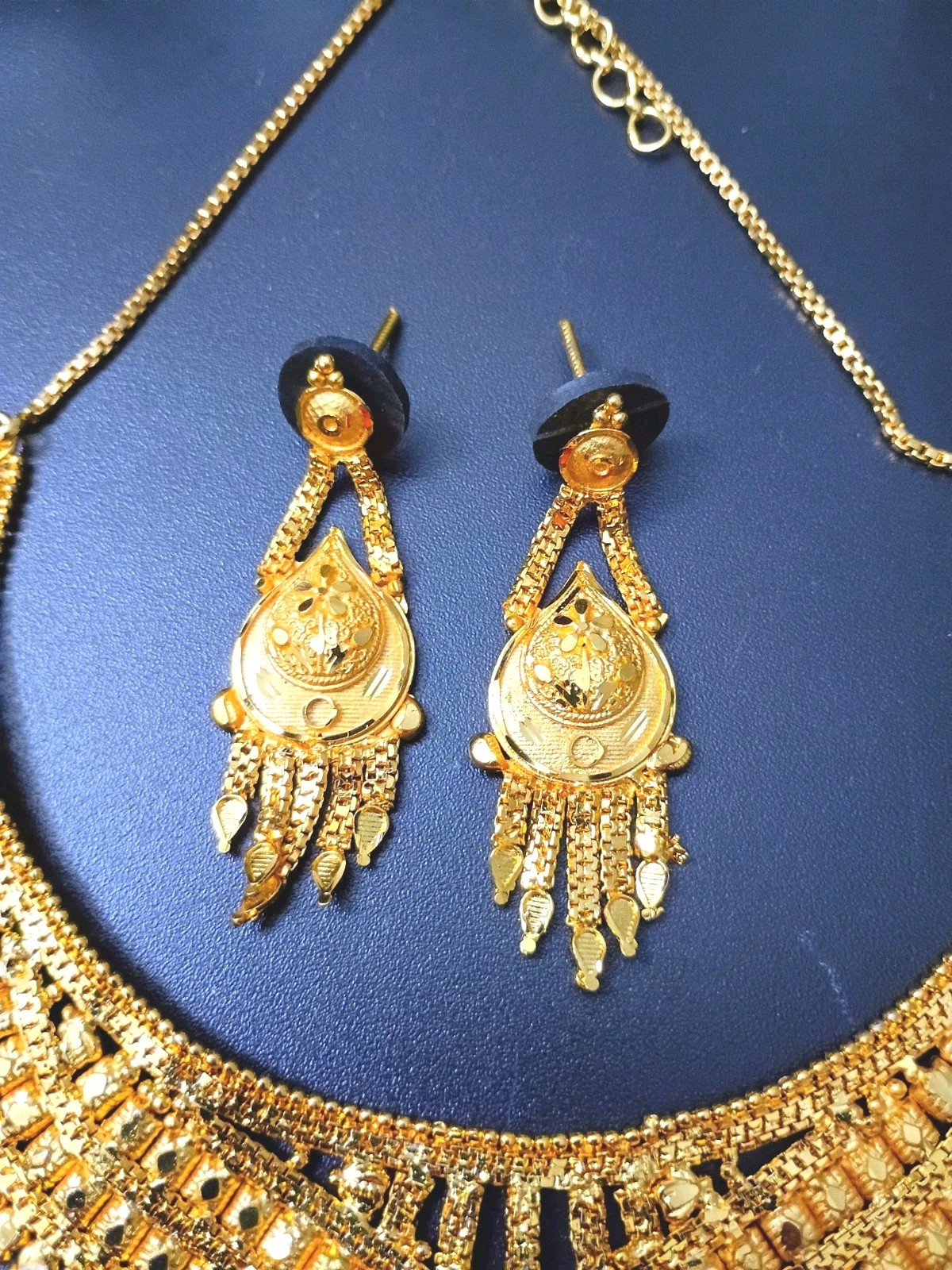 (2 Set) 22K Yellow Gold Plated Bollywood India Necklace & Earring Bells Jewelry