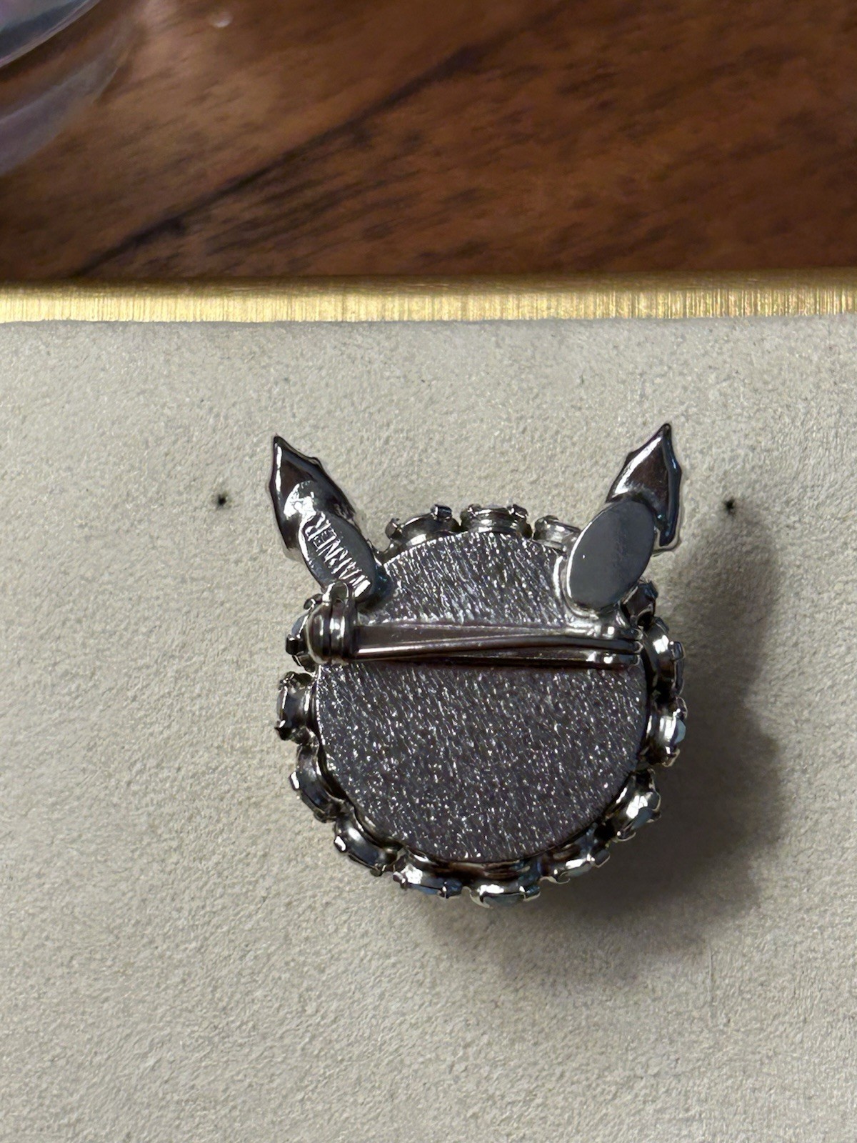 Vintage Warner signed Cat Face Rhinestone Cluster Brooch