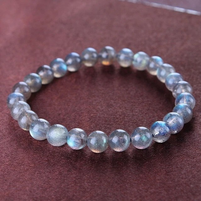 Natural Labradorite 8MM Beads Healing Reiki Gemstone Handmade Stretch Bracelet