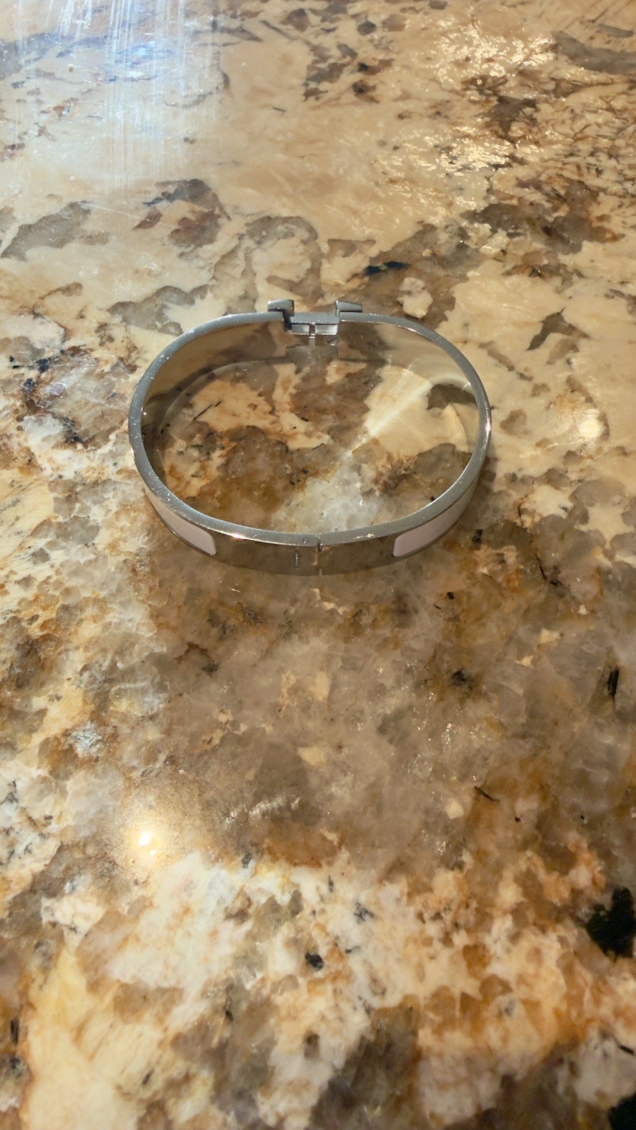 Hermes Clic H Bracelet Silver/White Size 17 Used In Excellent Condition