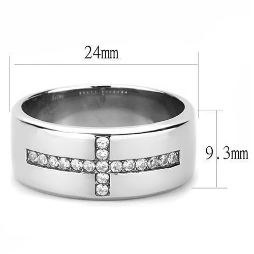TK3225 – High polished (no plating) Stainless Steel Ring with AAA Grade CZ in Cl