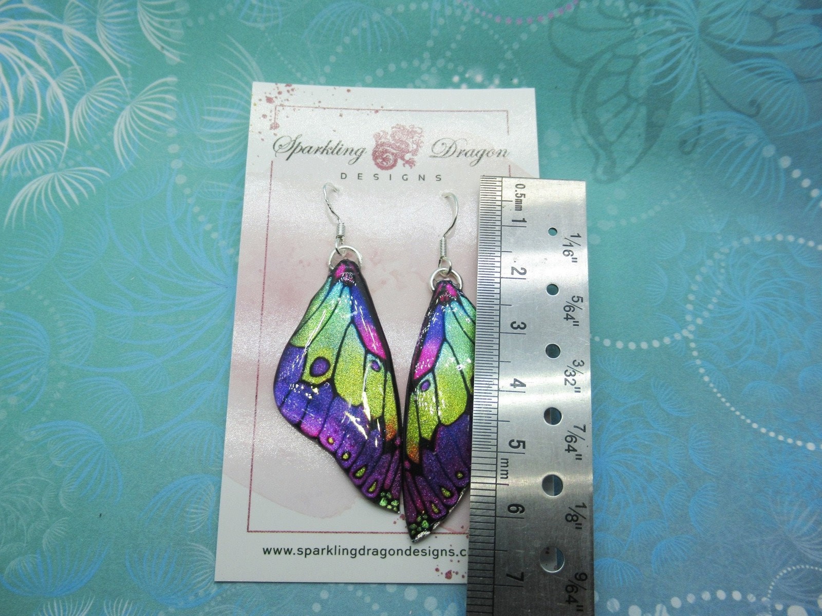 Butterfly Earrings Stained Purple and Lime Green Fairy Jewellery, Gift for her