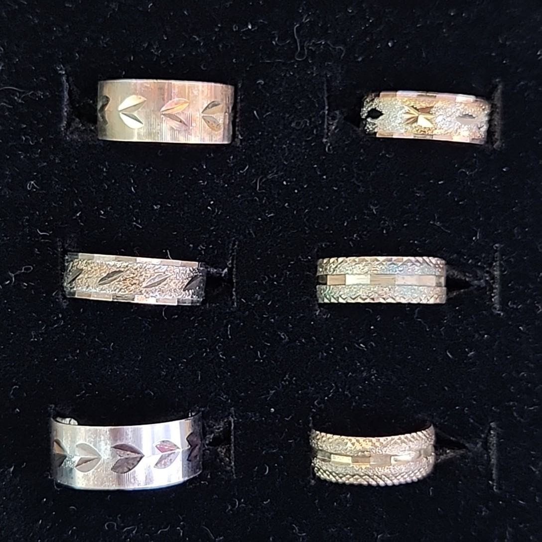 Band Ring Lot of 29 18K Heavy Gold Electroplate Various Sizes 4 to 8 HAVE WEAR