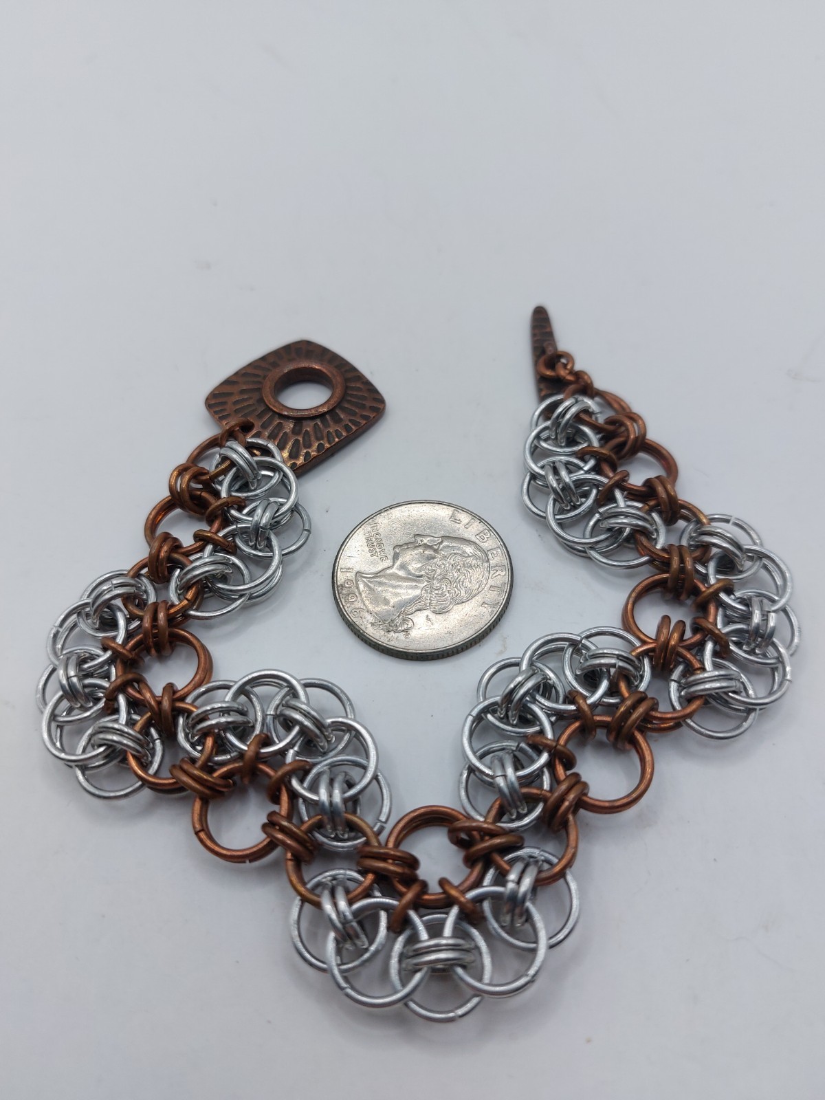 Chainmaille Artisan Helm Wave Bracelet Bronze Aluminum