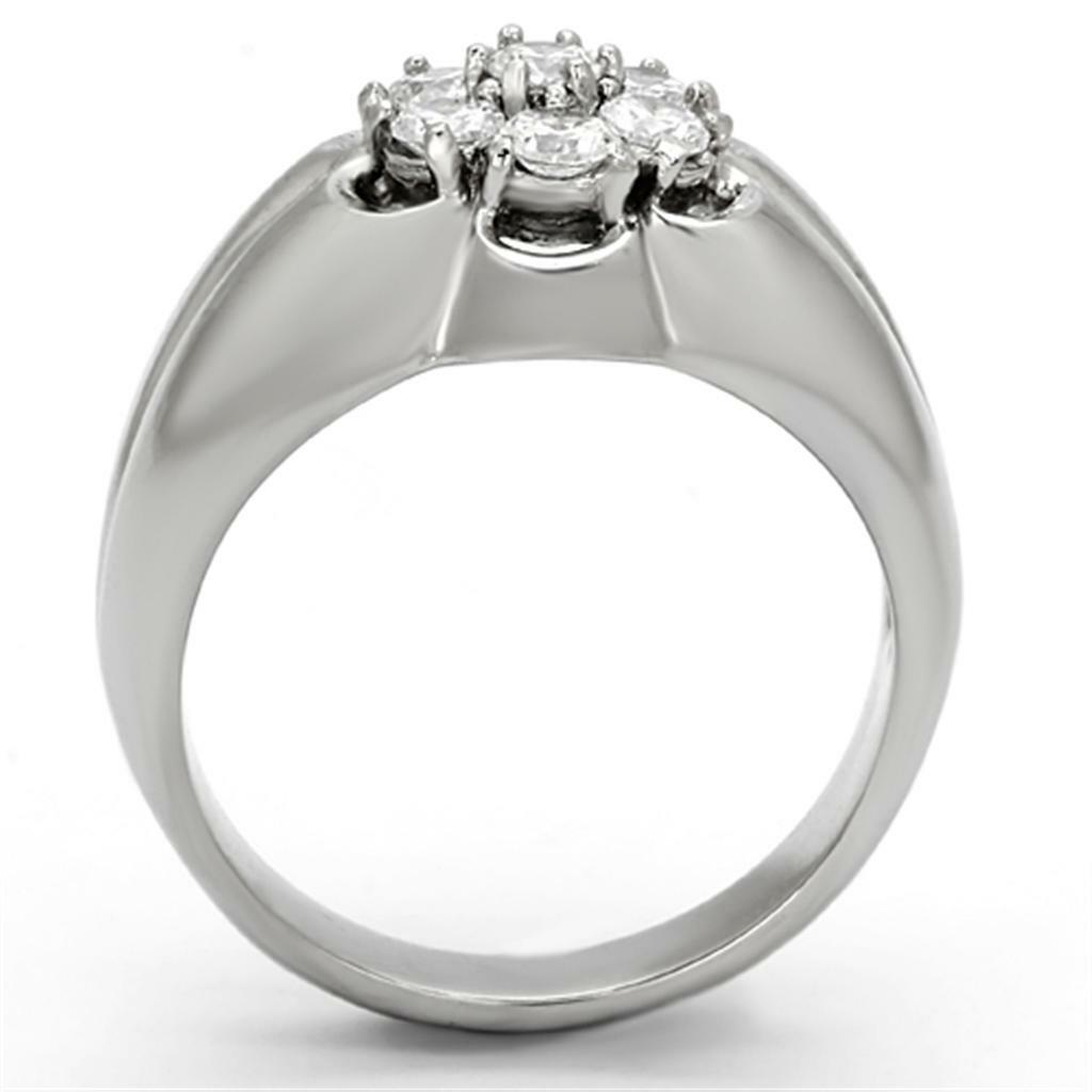 TK944 – High polished (no plating) Stainless Steel Ring with AAA Grade CZ in