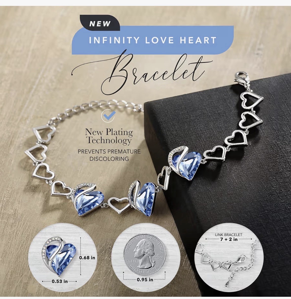Infinity Love Heart Bracelet with Birthstone Crystal – Elegant Gift for Her
