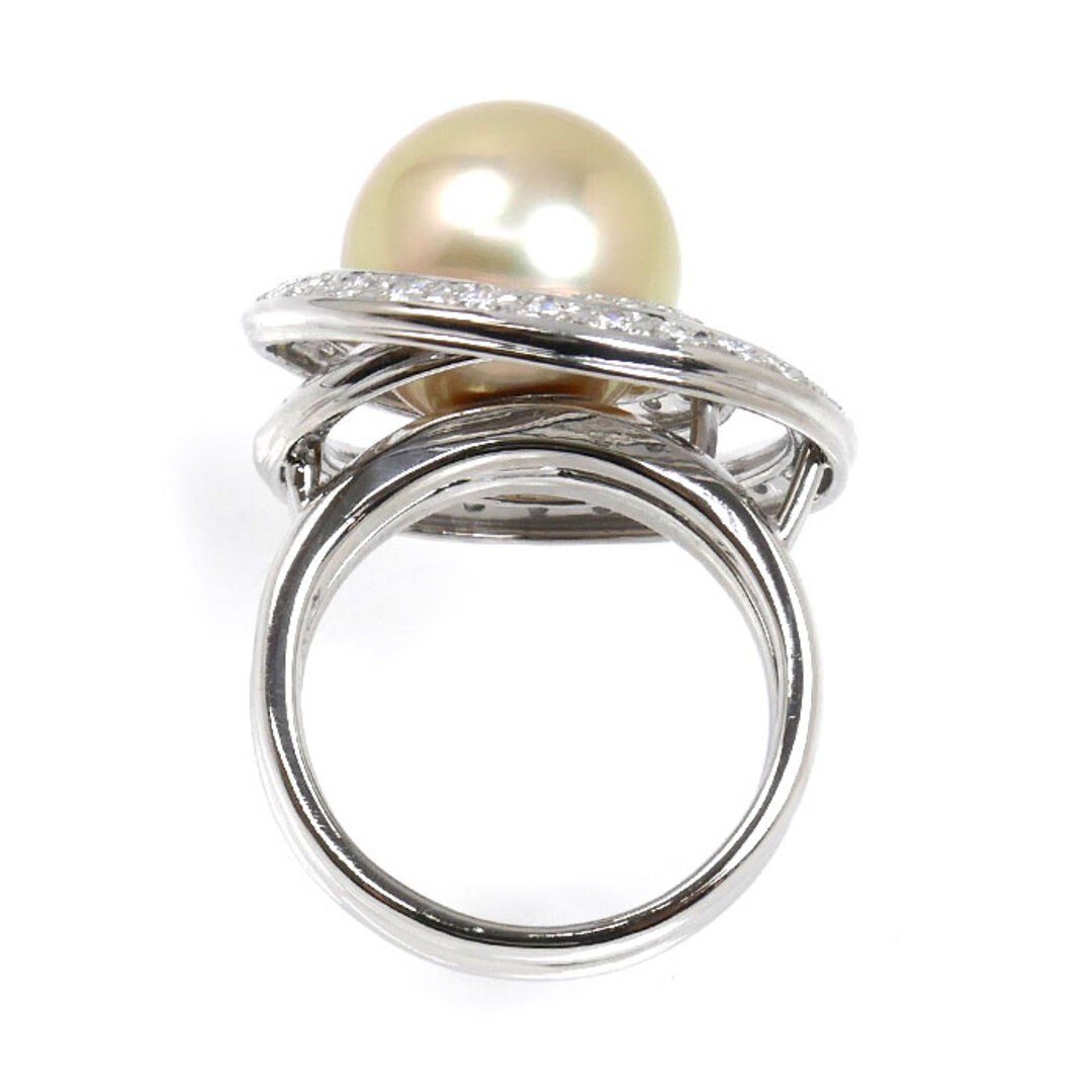 TASAKI Pt900 Platinum Ring South Sea Pearl Approx. 12.0mm Diamond Used KOER-0