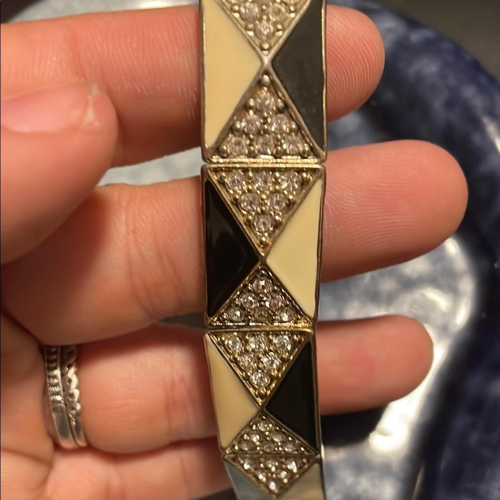 Gold and Black Textured Geometric Bracelet