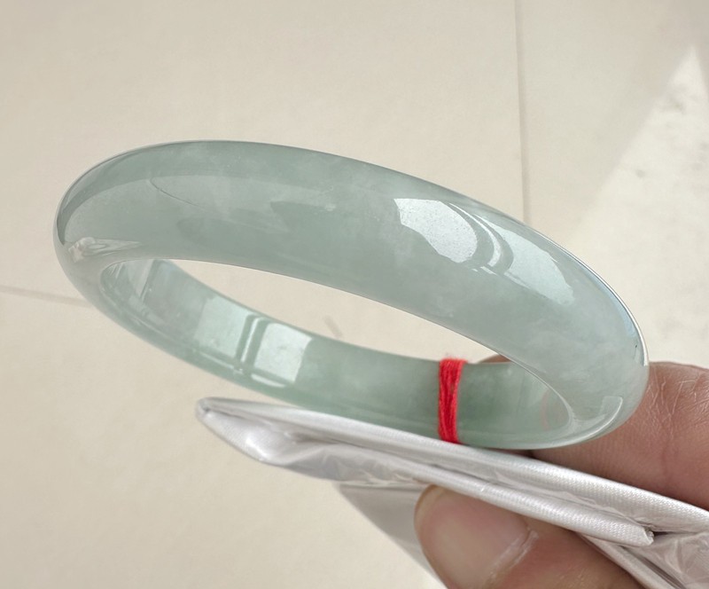 Natural Light Green Grade A Jadeite Bangle Bracelet Authentic Burmese Jade 56mm