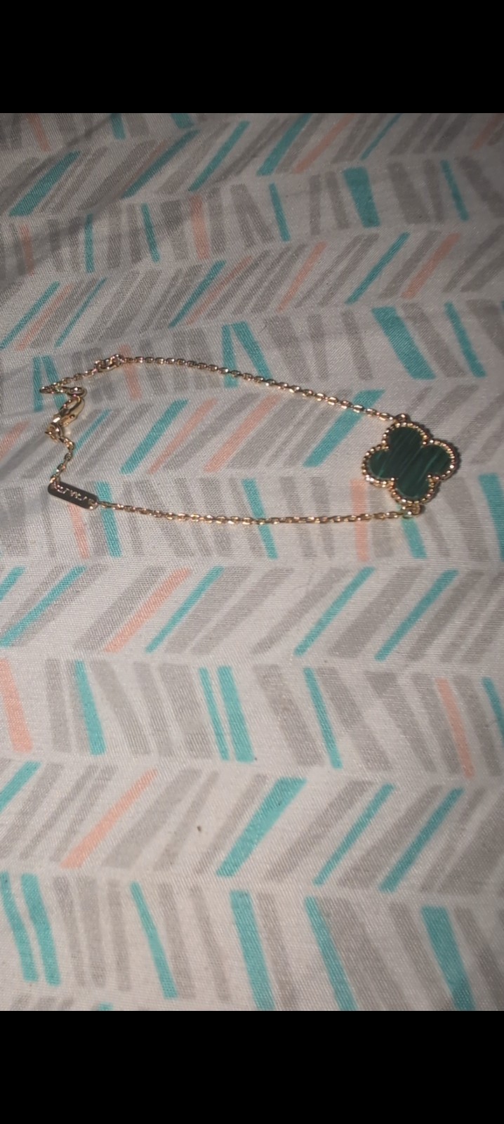 Gold Tone Clover Dangle Charm Cable Chain Bracelet Pink Enamel Adjustable