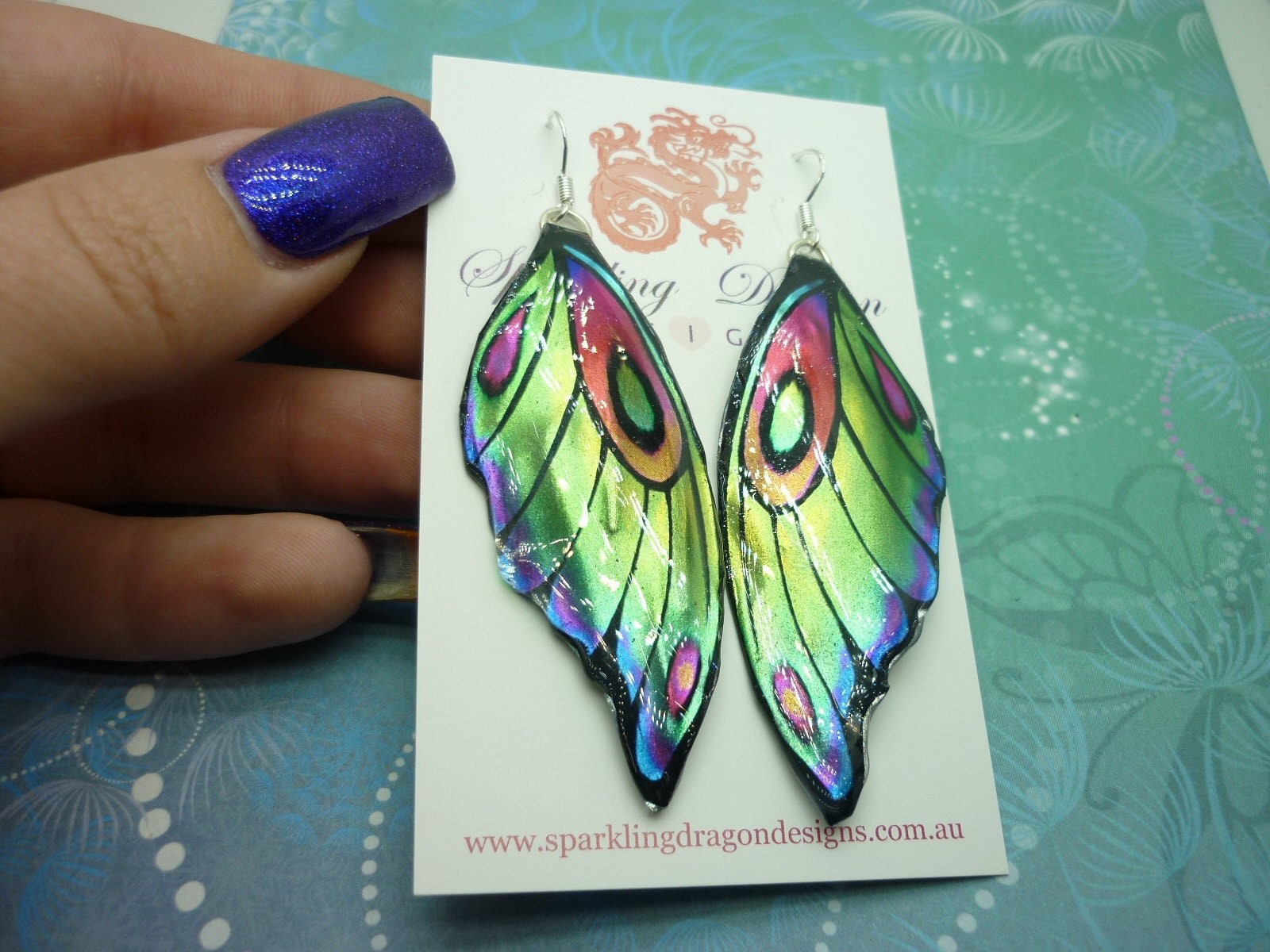 Butterfly Wing Earrings Green Yellow – Fairy Jewellery, Fun Gift for her Fairy