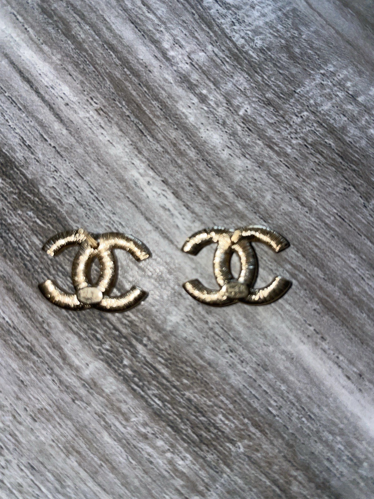 CHANEL Gold Tone Crystal Stud Earrings