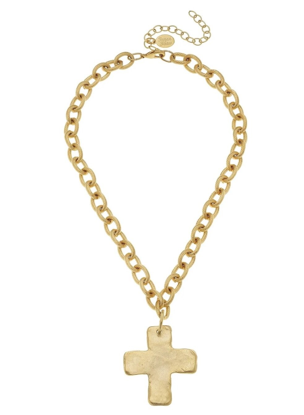Susan Shaw Jewelry Solid Cross Necklace 24k Gold TPG