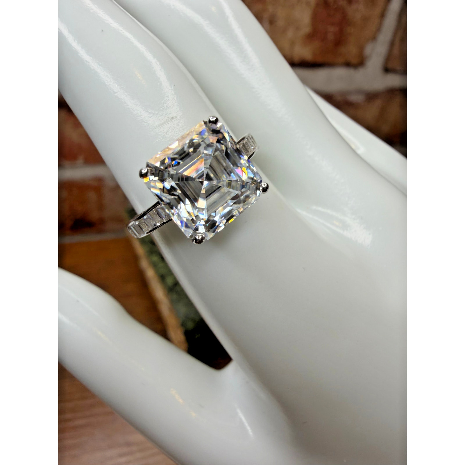 5 Carat Asscher Cut Moissanite Ring 925 Sterling Silver Size 9 STUNNING!!!