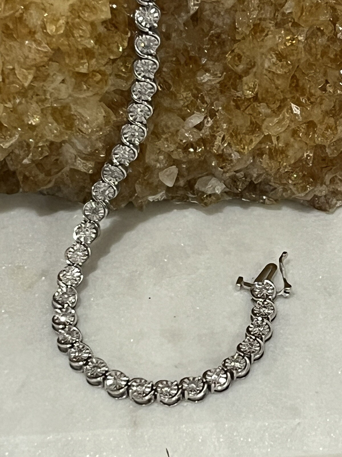 Round Brilliant 1.00 ct Natural Diamond Tennis Bracelet in Sterling Silver