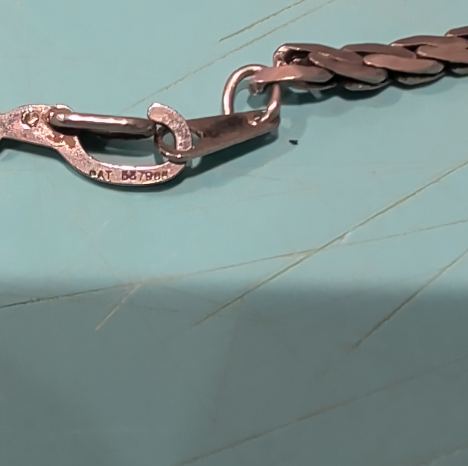 Antique Nickel Silver Wheat Chain Necklace w/ PAT 537986 Safety Clasp 1895…