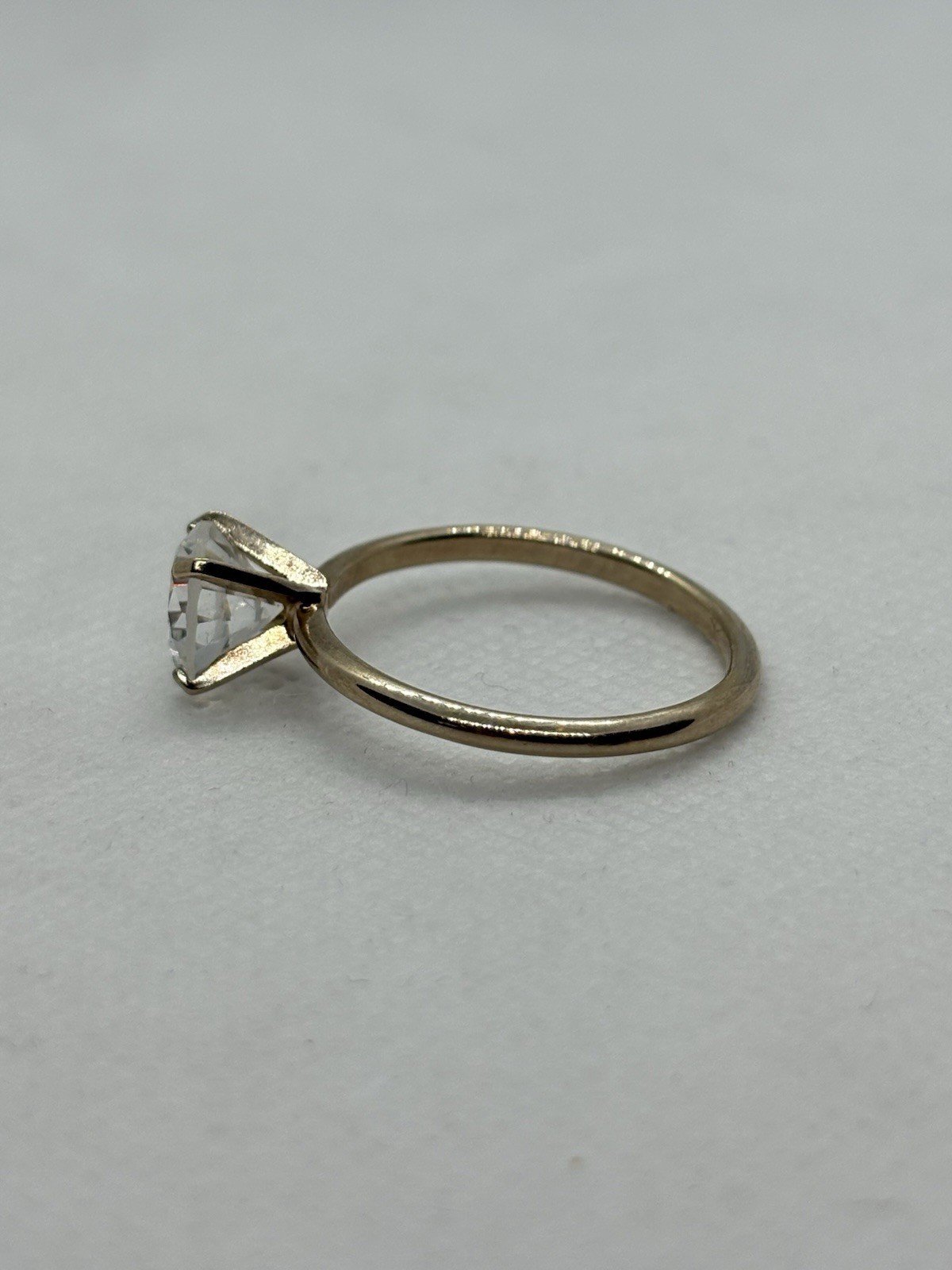 Vintage ESPO Simulated Diamond Ring 14K Gold Electro Plated Solitaire Size 10